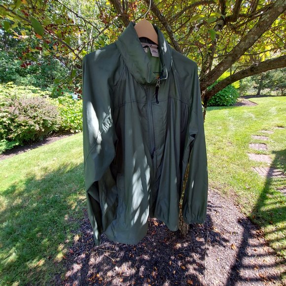 NWOT LL BEAN STOWAWAY FULL ZIP HOODED RAIN JACKET MENS XXL TALL GREEN 0 AKD6 FAB - Picture 2 of 9